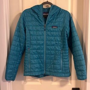 Women’s Teal Blue Patagonia Nano Puff with Hood